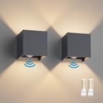 Klighten 2er Set Aussenlampe mit Bewegungsmelder Warmweiss – Anthrazit Wandleuchte IP54