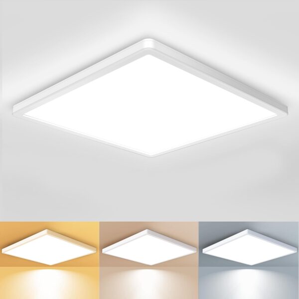 zemty LED Deckenleuchte 24W 29.5cm – Flach, 3 Farbtemperaturen, IP44 Wasserdicht