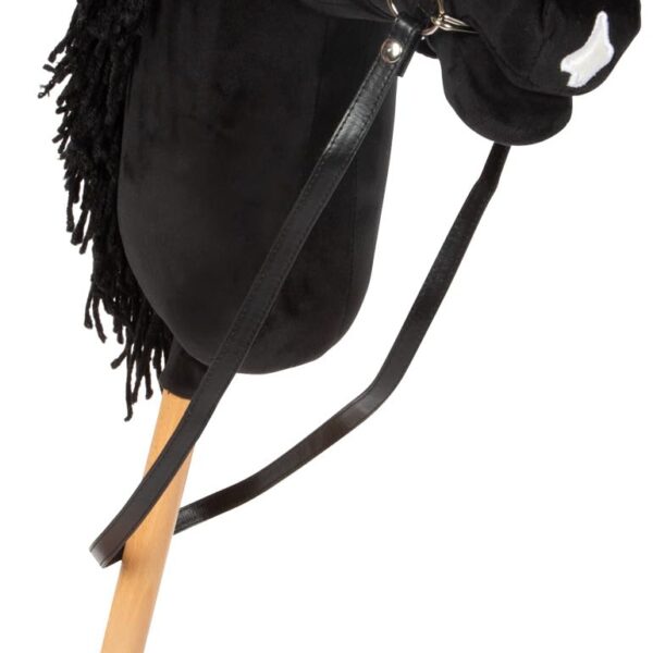 small foot Hobby Horse Eddie schwarz – Steckenpferd mit abnehmbarem Holzstab für Kinder ab 3 Jahren
