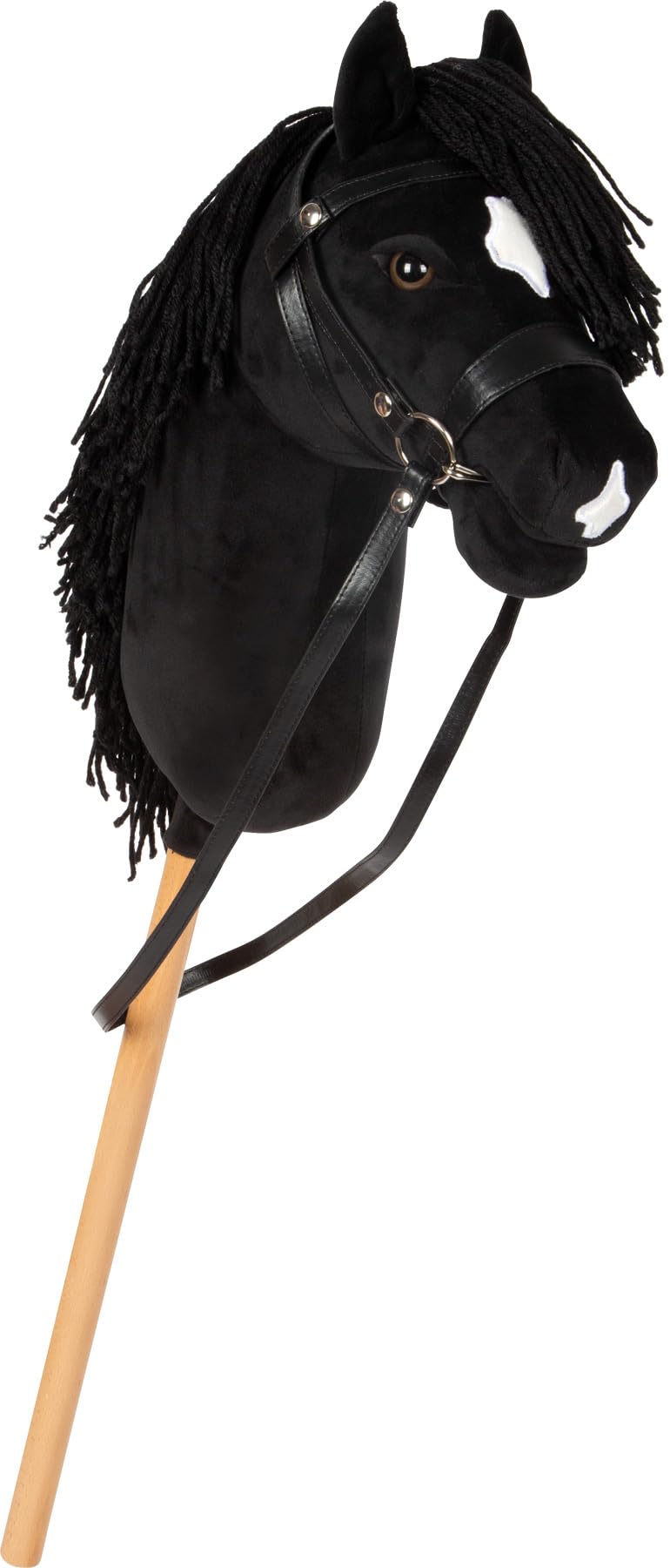 small foot Hobby Horse Eddie schwarz – Steckenpferd mit abnehmbarem Holzstab für Kinder ab 3 Jahren