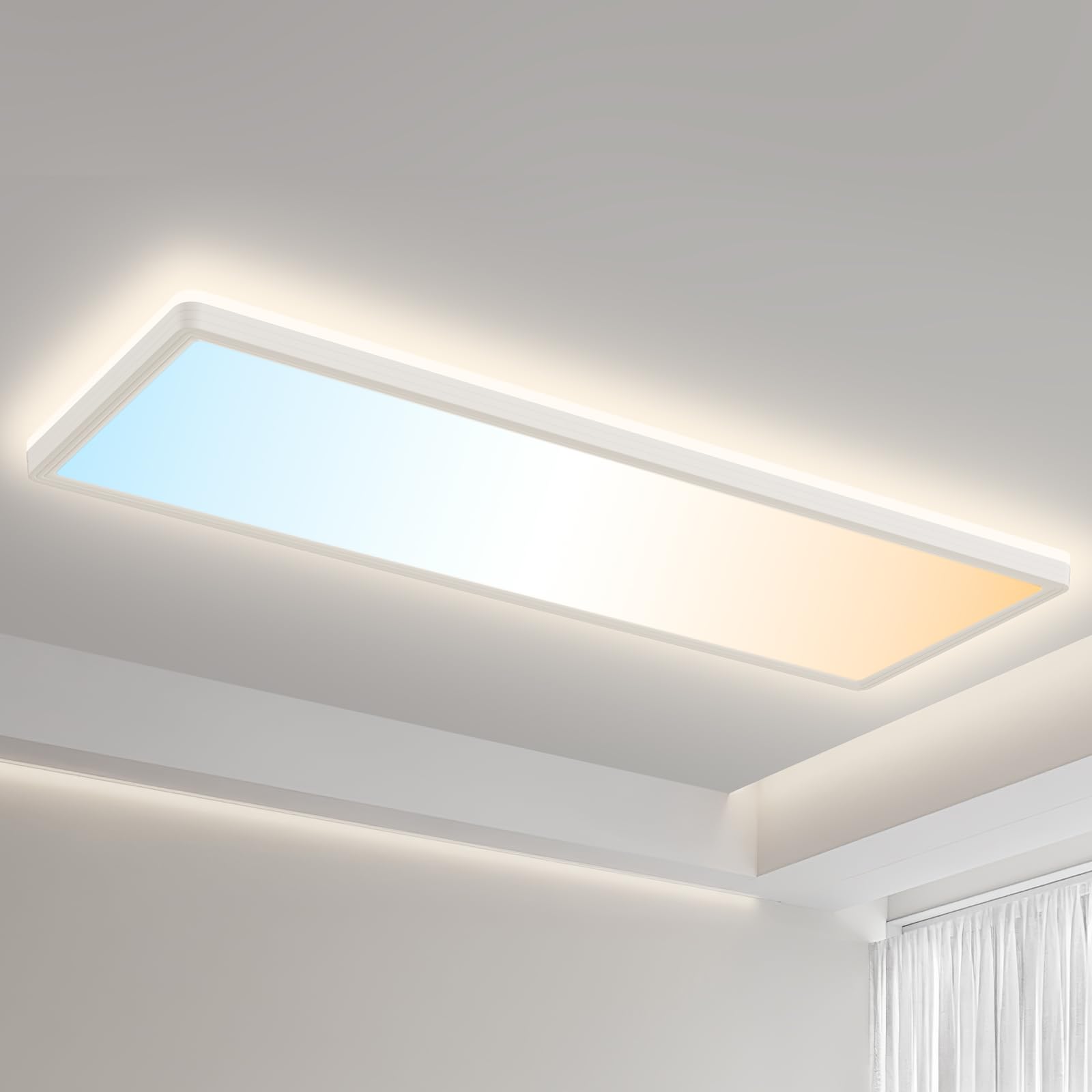 58x20 cm Dimmbare LED Deckenlampe mit Fernbedienung – 24W Rechteckige Panel für Wohn- & Badezimmer