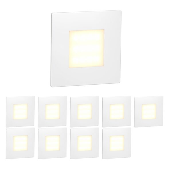 10x LED Treppenleuchte FEX 85x85mm – Warmweiss Wandeinbauleuchte IP65 für innen & aussen