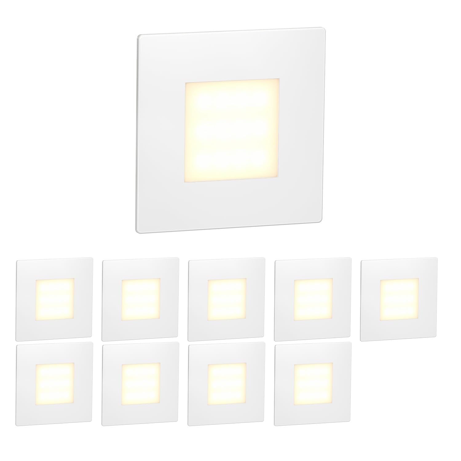 10x LED Treppenleuchte FEX 85x85mm – Warmweiss Wandeinbauleuchte IP65 für innen & aussen