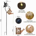 GuKKK Solar Gießkanne Lichterkette – Romantische Gartendeko mit LED Glaskugel & Schäferhaken – Bild 2
