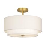 CALOKES Deckenlampe Ø40 cm Weiß mit Goldenem Rahmen – Dimmbar, 3×E27, Modernes Design