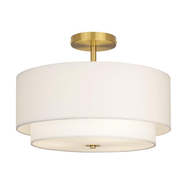 CALOKES Deckenlampe Ø40 cm Weiß mit Goldenem Rahmen – Dimmbar, 3×E27, Modernes Design