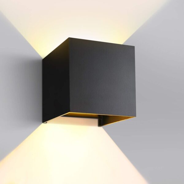 GHB 7W LED Wandleuchte Schwarz – Warmweiss IP65 mit verstellbarem Abstrahlwinkel