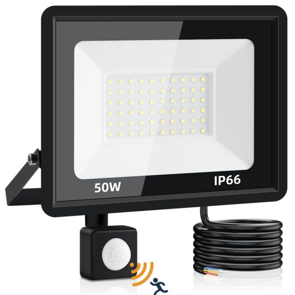 Litglobe 50W LED Strahler mit Bewegungsmelder – 5000 Lumen Flutlicht IP66 für Aussen