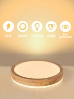 Baerolc LED Deckenleuchte Holz 30cm – 24W Warmweiss für Schlafzimmer & Küche – Bild 3