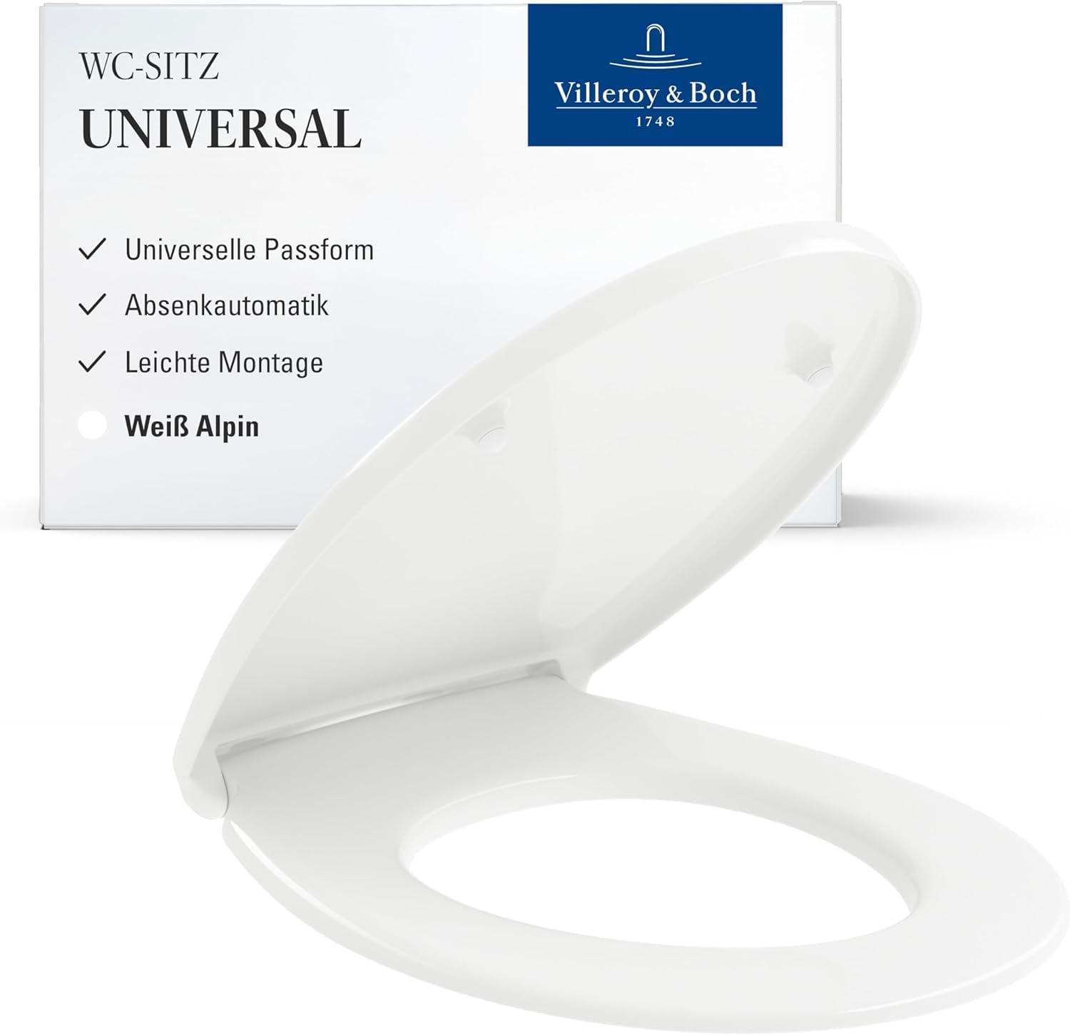 Villeroy & Boch Universal WC-Sitz oval – Weiß glänzend mit Absenkautomatik & QuickRelease