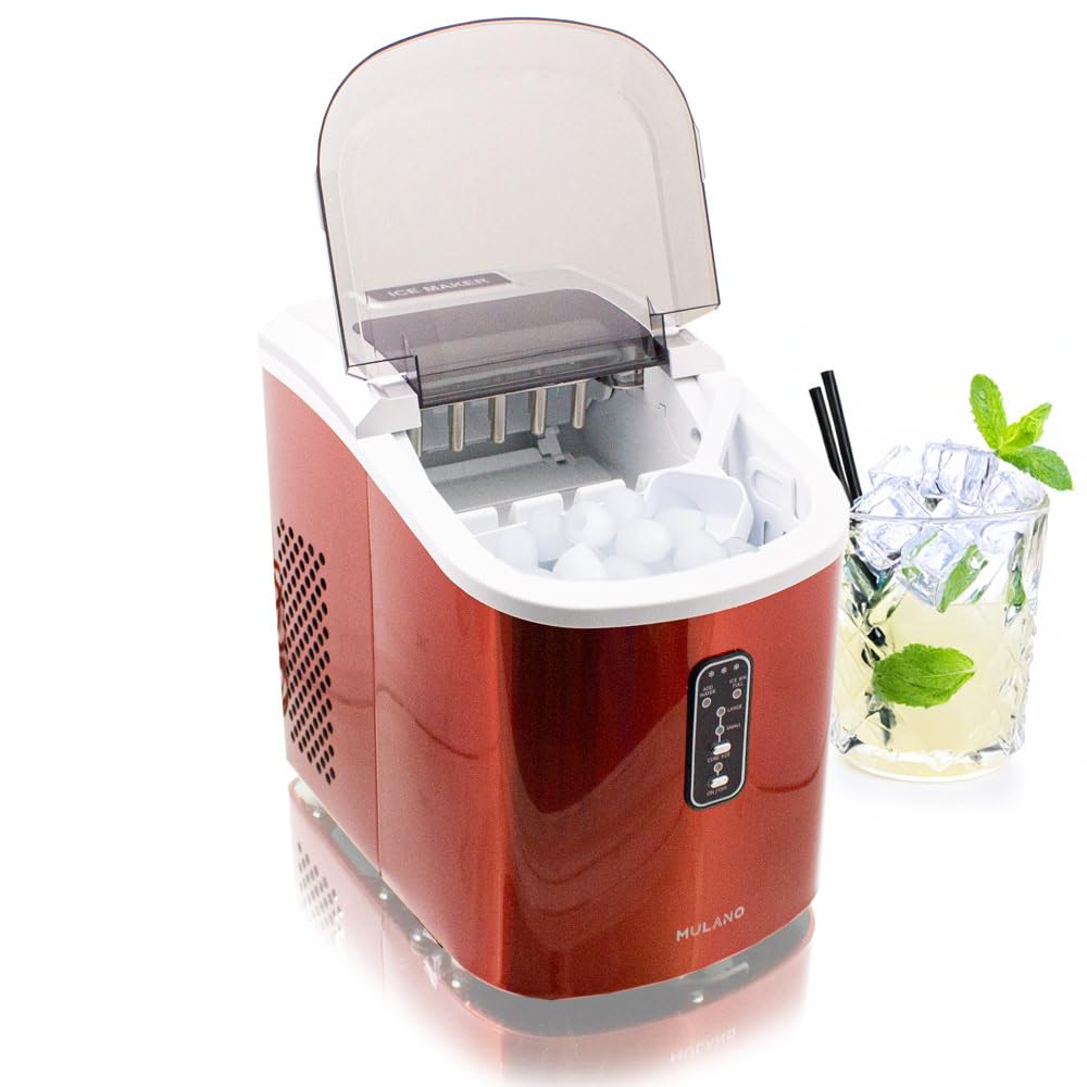 Mulano Eiswürfelmaschine Edelstahl Orange – 10-12 kg Tagesleistung für Party & Gastronomie