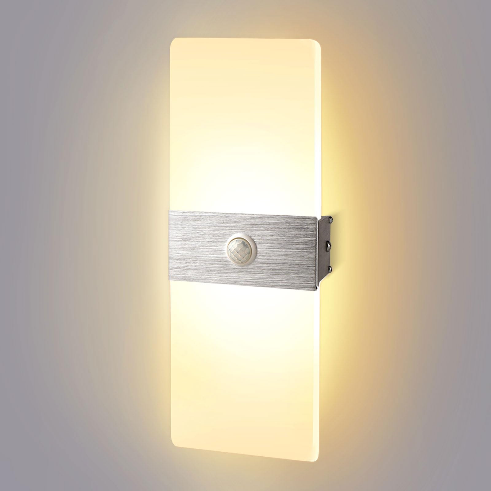 LED Wandleuchte mit Bewegungsmelder 12W – Warmweiß 3000K für Flur & Treppenhaus