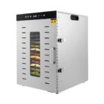 Mqwdxzfes Dörrautomat 1500W mit 16 Edelstahl-Tabletts – Profi-Obsttrockner für Obst, Gemüse & Fleisch