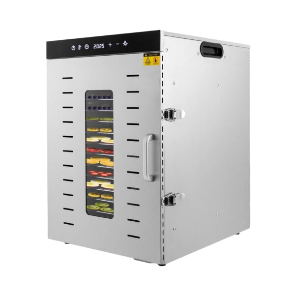 Mqwdxzfes Dörrautomat 1500W mit 16 Edelstahl-Tabletts – Profi-Obsttrockner für Obst, Gemüse & Fleisch