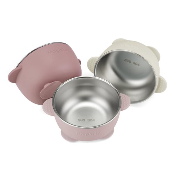 PandaEar 3er-Set Edelstahl Baby Schüsseln mit Saugnapf – Bruchsicher & BPA-frei
