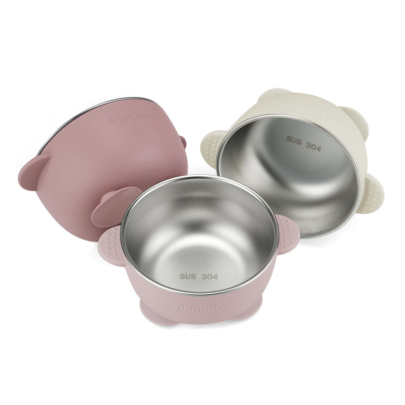 PandaEar 3er-Set Edelstahl Baby Schüsseln mit Saugnapf – Bruchsicher & BPA-frei