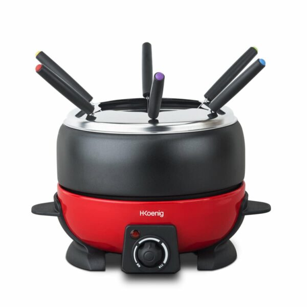 H.Koenig ALP1800 Elektrisches Fonduegerät 2L – Edelstahl Set für 6 Personen
