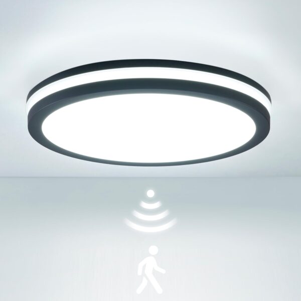 LEZOE LED Deckenleuchte Ø26cm mit Radar Bewegungsmelder IP65 – 4500lm Feuchtraumlampe