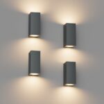 Klighten 4er-Set GU10 Wandleuchte Anthrazit – IP65 Aussenleuchte für Innen & Aussen