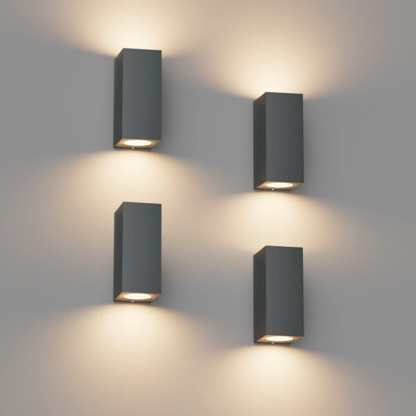 Klighten 4er-Set GU10 Wandleuchte Anthrazit – IP65 Aussenleuchte für Innen & Aussen