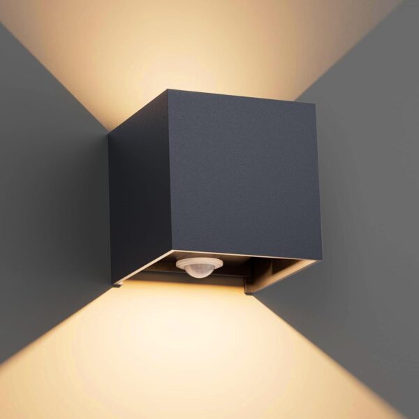 Klighten 12W LED-Aussenwandleuchte mit Bewegungsmelder – IP65 Anthrazit für Innen & Aussen