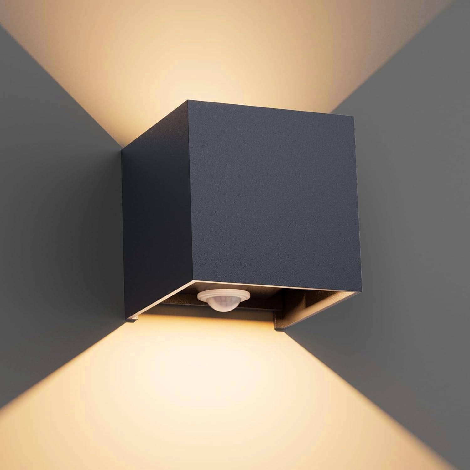 Klighten 12W LED-Aussenwandleuchte mit Bewegungsmelder – IP65 Anthrazit für Innen & Aussen