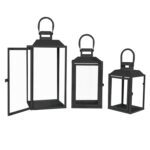 Mojawo 3er Set Gartenlaternen Windlicht – Elegante Metalllaterne Schwarz H24/33/41cm – Bild 5