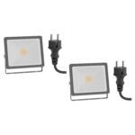 2x LED Gartenstrahler FLIN IP66 – 837 lm Warmweiss mit 180° Schwenkbar für Aussen