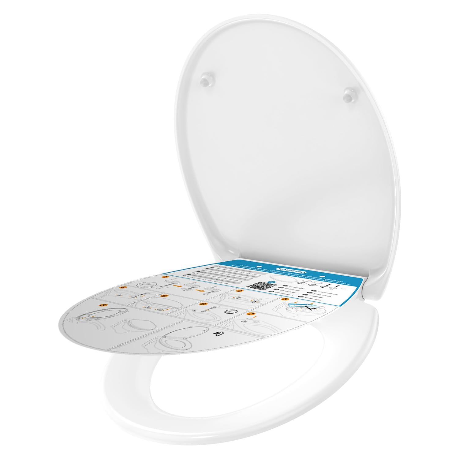 YEAUPE PRO Toilettensitz Duroplast mit Absenkautomatik – Oval, bis 150 kg belastbar