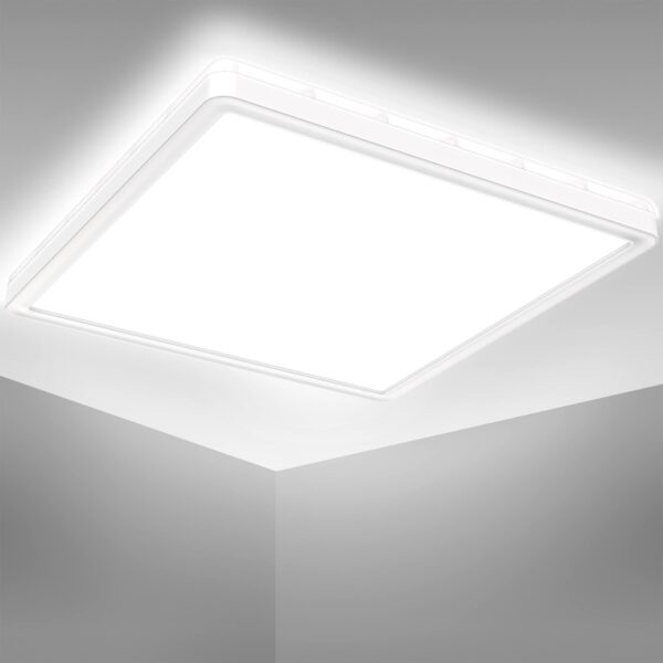 B.K.Licht LED Deckenleuchte 29x29 cm mit indirektem Licht – Badezimmer Deckenlampe IP44