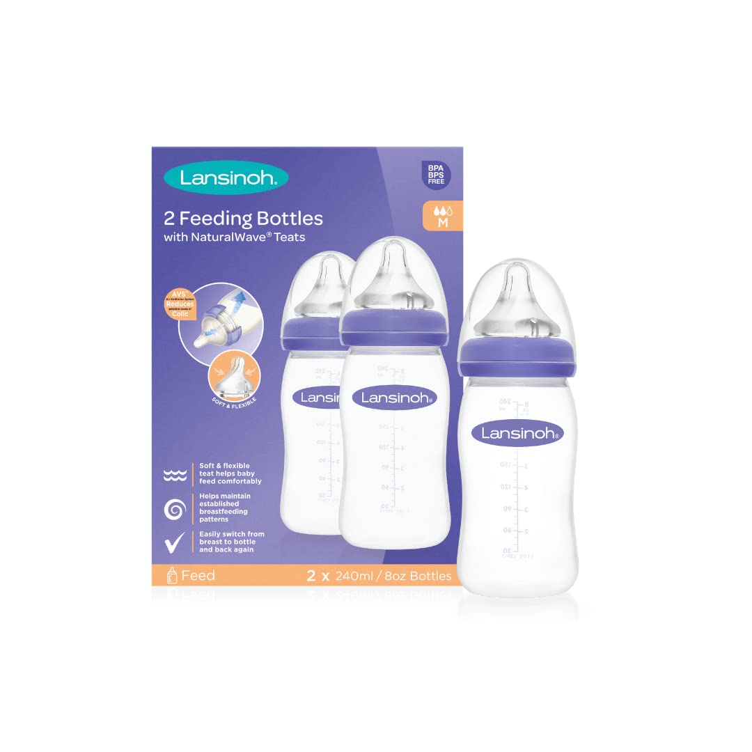 Lansinoh Babyflasche 240 ml 2er Pack mit NaturalWave Sauger – Muttermilchfütterung