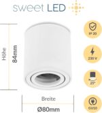 Sweet Led Aufbaustrahler Rund Ø80mm Weiß – Schwenkbar GU10 Deckenspot 230V – Bild 3