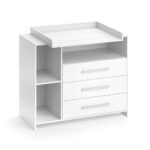 Vicco Wickelkommode Oskar 113x100 cm Weiss – Wickeltisch mit 3 Schubladen & abnehmbarem Aufsatz – Bild 4