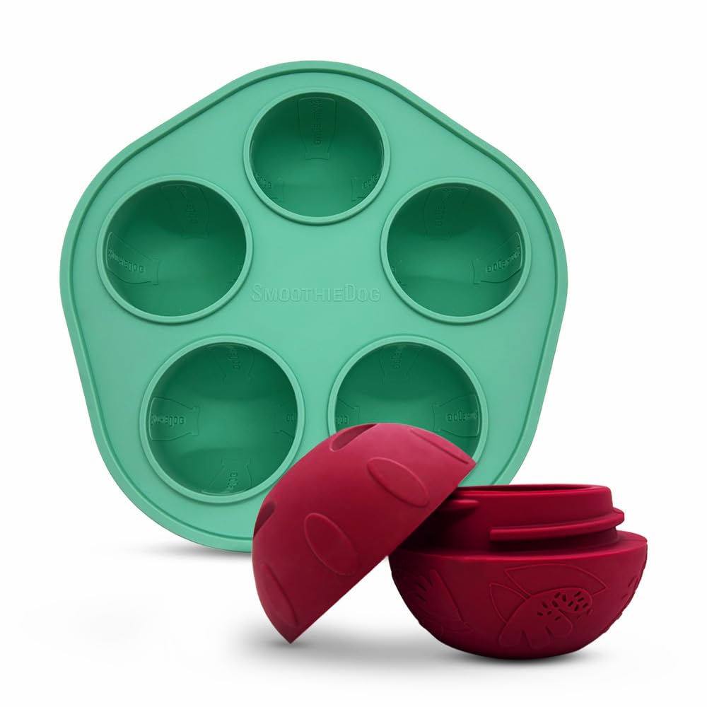 SmoothieDog Schleckball-Set mit Eisform – Intelligentes Hundespielzeug aus Naturkautschuk