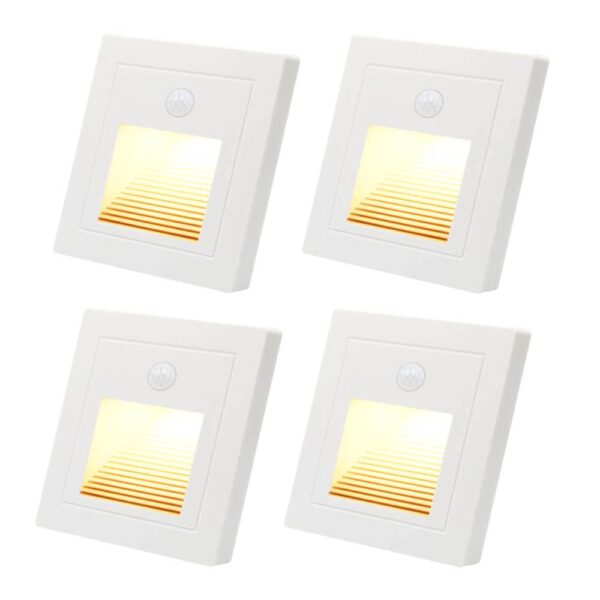 Lam(MS)pen LED Treppenlicht mit Bewegungsmelder 3000K 1.5W 4er-Set – Warmweiss Wandeinbauleuchte für Innen