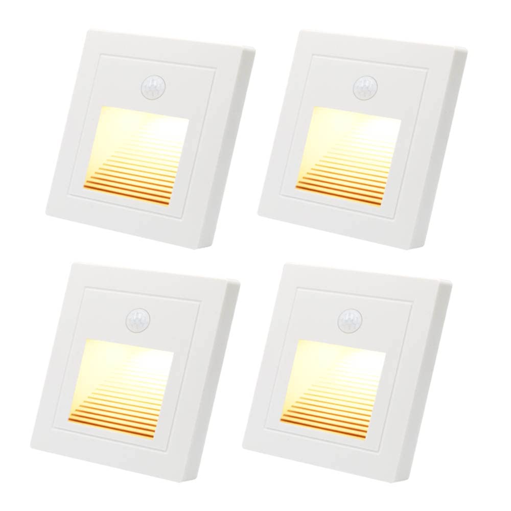 Lam(MS)pen LED Treppenlicht mit Bewegungsmelder 3000K 1.5W 4er-Set – Warmweiss Wandeinbauleuchte für Innen