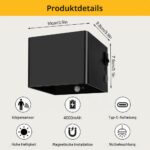 URAQT LED Wandleuchte mit Bewegungsmelder – 4000 mAh Akku, USB-Aufladbar, 450 Lumen – Bild 2