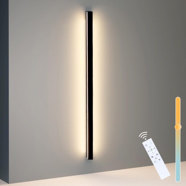 ZMH LED Wandlampe 100cm Schwarz Dimmbar 15W – Modern Up Down Flurlampe