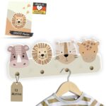Kindsblick® Safari Kindergarderobe Naturfarben – 4 Haken Wandgarderobe inkl. A4 Poster – Bild 9
