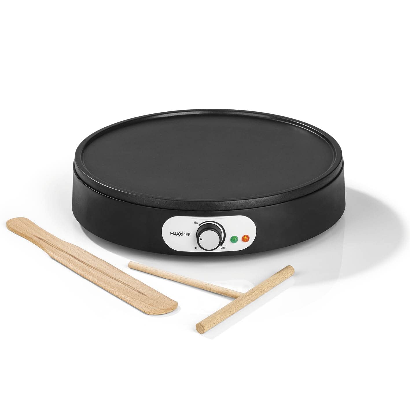 MAXXMEE Crêpe Maker Ø 30 cm mit Holzzubehör – 1000W Antihaftplatte für perfekte Crêpes