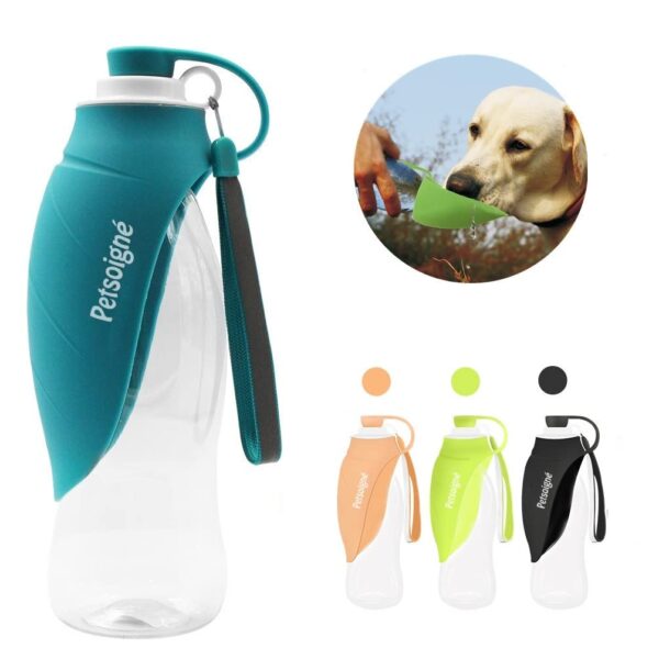 Petsoigné Hund Wasserflasche 600ml – Faltbare Trinkflasche für Unterwegs in Blau