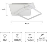 ZMH LED-Deckenleuchte 50W Dimmbar mit Fernbedienung – Modernes Aluminium Design für Wohnzimmer – Bild 4