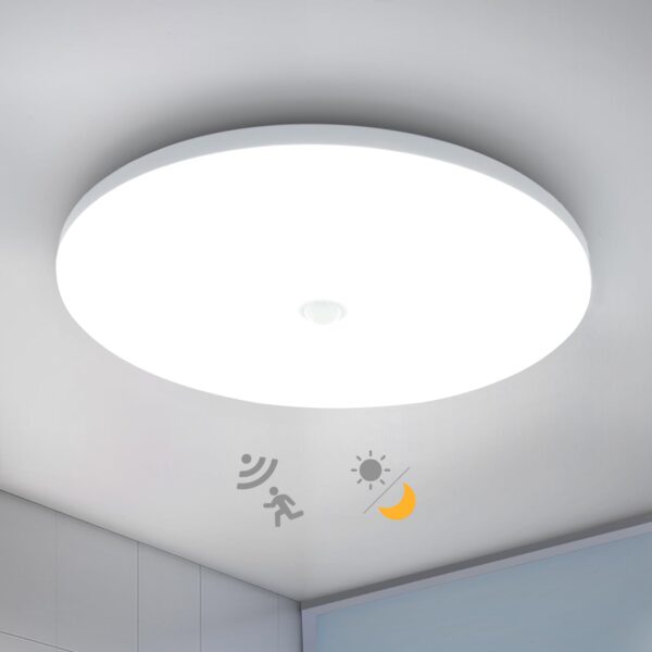 Combuh LED-Deckenleuchte 29,5 cm mit Bewegungsmelder – 18W Kaltweiß IP56 für Innen