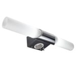 B.K.Licht Spiegelleuchte Bad 44,5cm mit Steckdose & LED – Chromoptik Badezimmerlampe