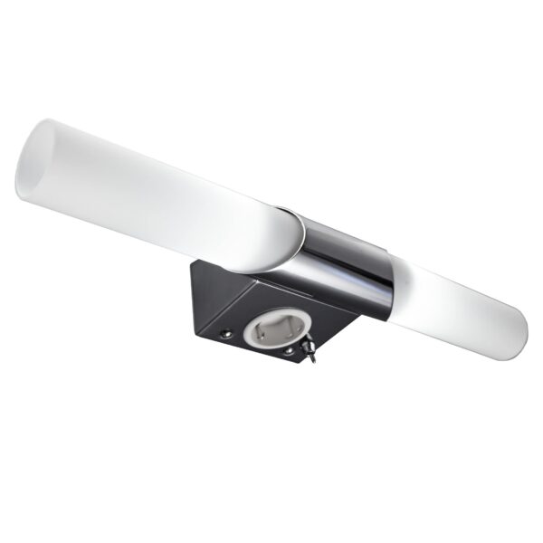 B.K.Licht Spiegelleuchte Bad 44,5cm mit Steckdose & LED – Chromoptik Badezimmerlampe