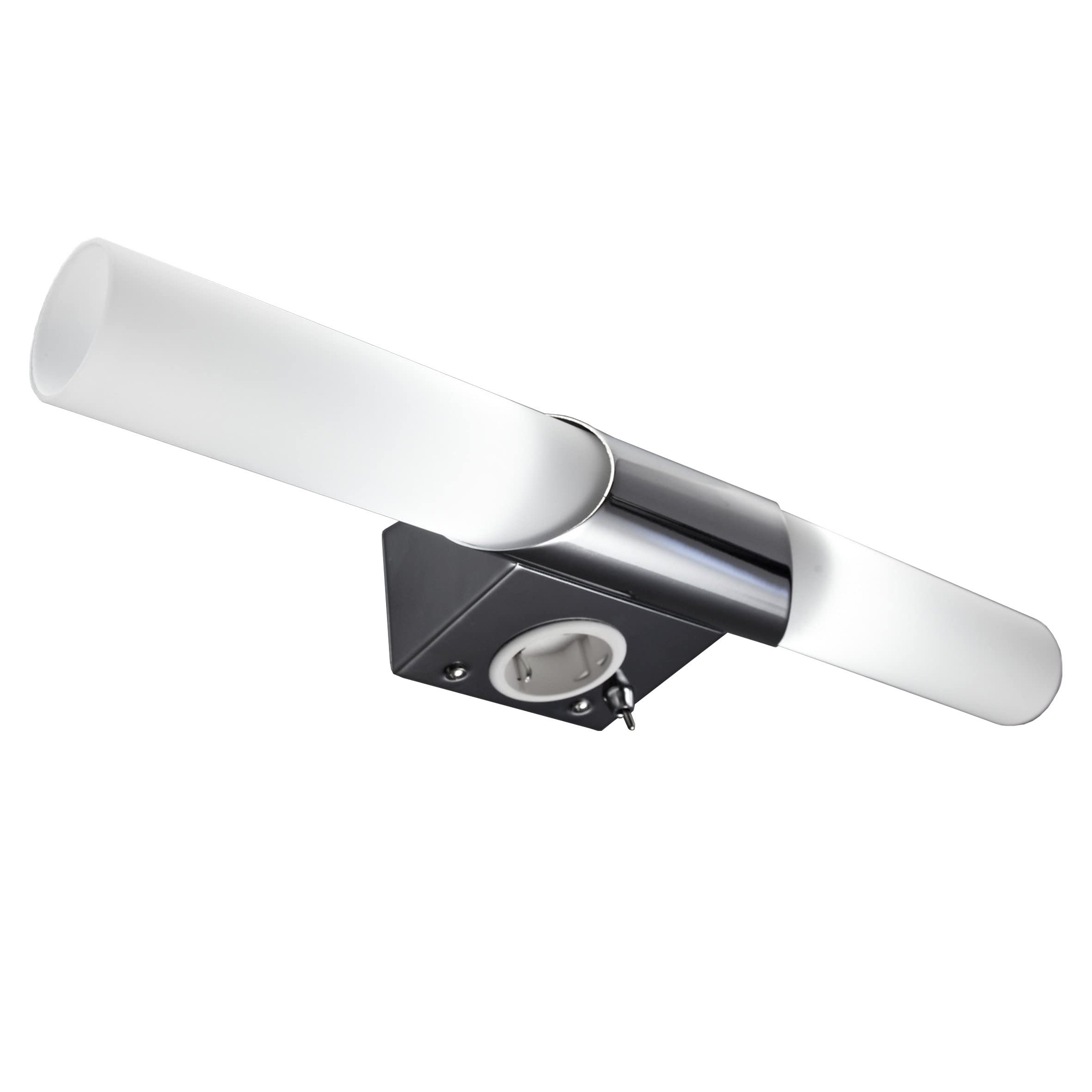B.K.Licht Spiegelleuchte Bad 44,5cm mit Steckdose & LED – Chromoptik Badezimmerlampe