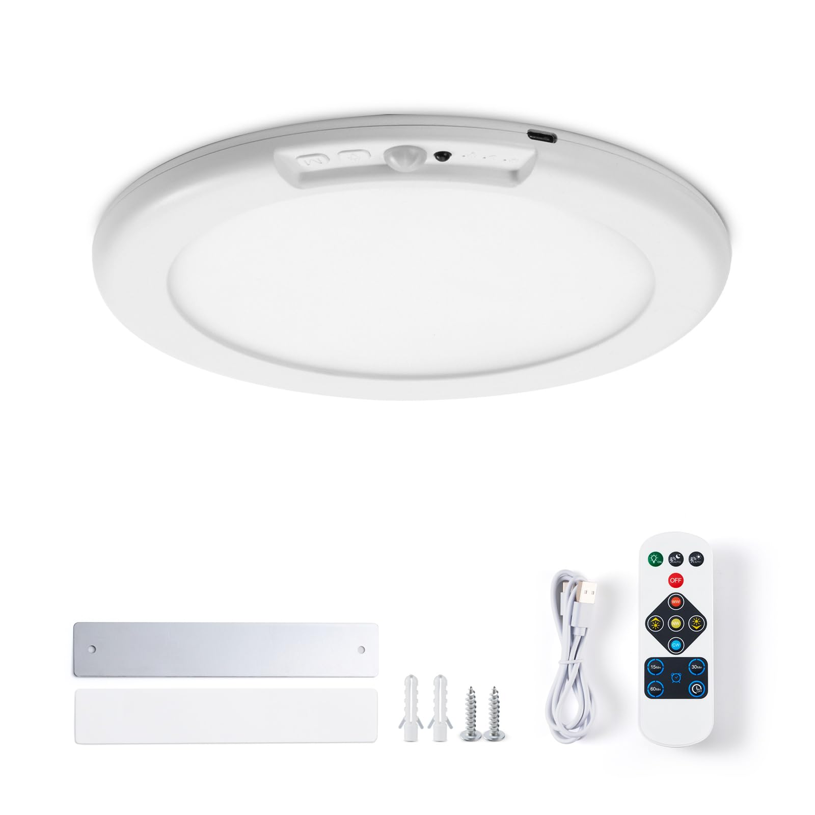Leselux Akku Deckenlampe 19cm mit Bewegungsmelder – Kabellose LED-Deckenleuchte dimmbar