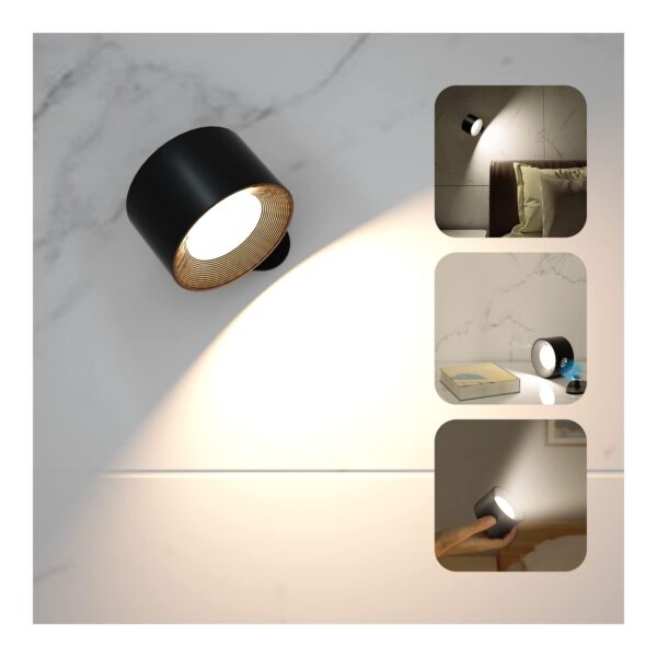 Coollamp LED-Wandleuchte mit USB-Ladung – 3 Farbmodi, 360° drehbar, Touch Control