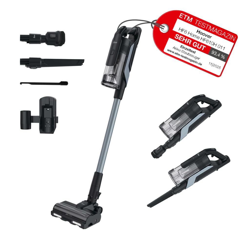 Hoover HF6 Akkustaubsauger mit Bodensensor – 250 AW Saugleistung & 100 Min Laufzeit