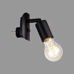 BRILONER Steckerleuchte mit Schalter – E27 Leselampe Bett Schwarz Metall – Bild 6